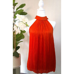 NWT Worthington Burnt Orange High Neck Sleeveless Blouse -Medium RTL $44